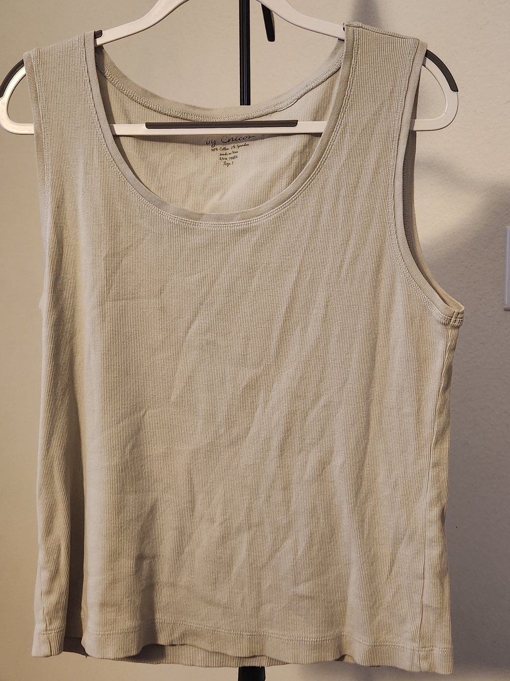 Chico's Ribbed Tank Top in Light Taupe